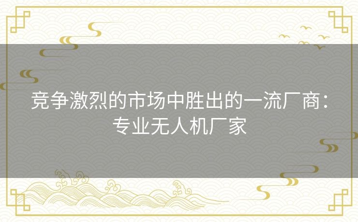 竞争激烈的市场中胜出的一流厂商:专业无人机厂家 竞争激烈的市场中胜出的一流厂商:专业无人机厂家