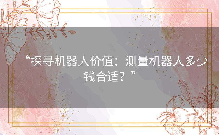 “探寻机器人价值:测量机器人多少钱合适?” “探寻机器人价值:测量机器人多少钱合适?”