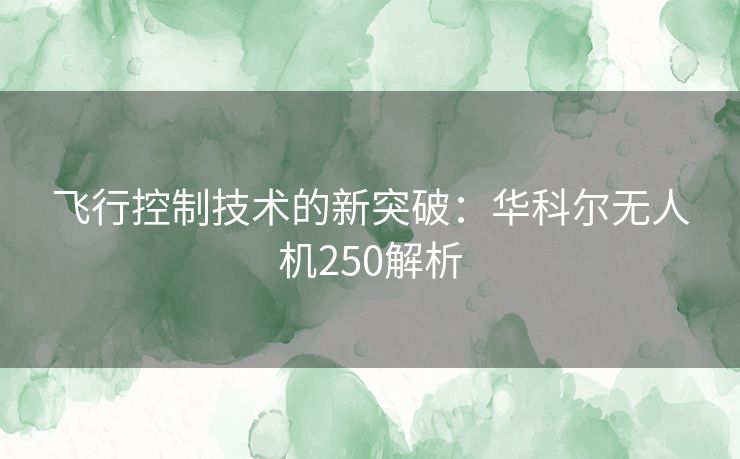 飞行控制技术的新突破:华科尔无人机250解析 飞行控制技术的新突破:华科尔无人机250解析