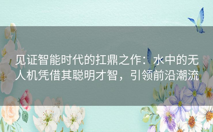 见证智能时代的扛鼎之作:水中的无人机凭借其聪明才智,引领前沿潮流 见证智能时代的扛鼎之作:水中的无人机凭借其聪明才智,引领前沿潮流