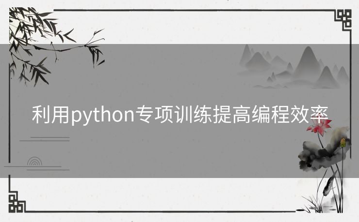 利用python专项训练提高编程效率 利用python专项训练提高编程效率