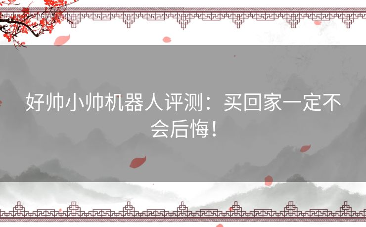好帅小帅机器人评测:买回家一定不会后悔! 好帅小帅机器人评测:买回家一定不会后悔!