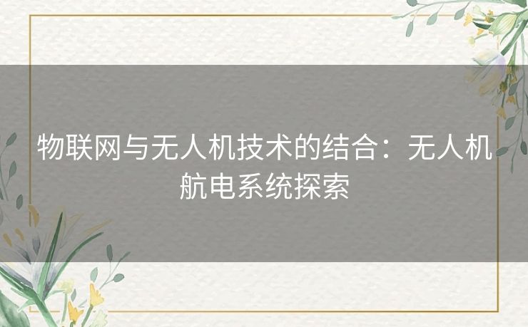 物联网与无人机技术的结合:无人机航电系统探索 物联网与无人机技术的结合:无人机航电系统探索