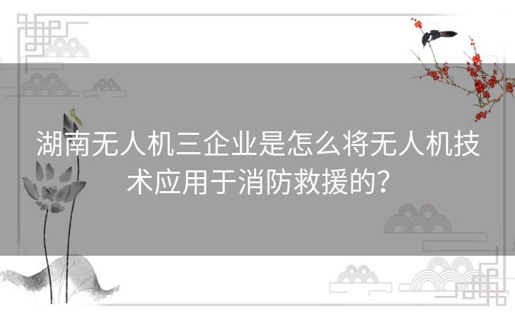 湖南无人机三企业是怎么将无人机技术应用于消防救援的? 湖南无人机三企业是怎么将无人机技术应用于消防救援的?