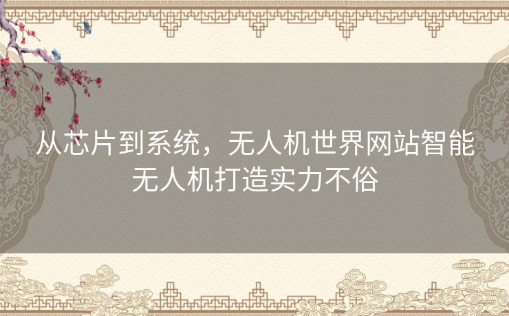 从芯片到系统,无人机世界网站智能无人机打造实力不俗 从芯片到系统,无人机世界网站智能无人机打造实力不俗