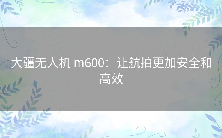 大疆无人机 m600:让航拍更加安全和高效 大疆无人机 m600:让航拍更加安全和高效
