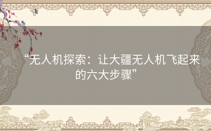 “无人机探索:让大疆无人机飞起来的六大步骤” “无人机探索:让大疆无人机飞起来的六大步骤”
