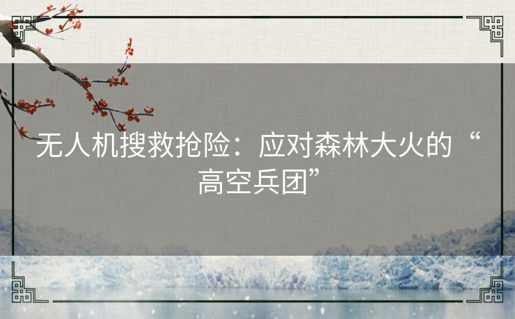 无人机搜救抢险:应对森林大火的“高空兵团” 无人机搜救抢险:应对森林大火的“高空兵团”