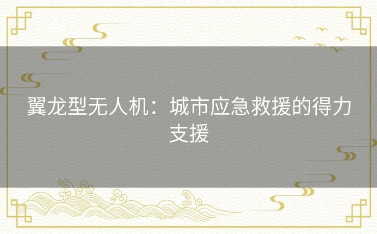翼龙型无人机:城市应急救援的得力支援 翼龙型无人机:城市应急救援的得力支援