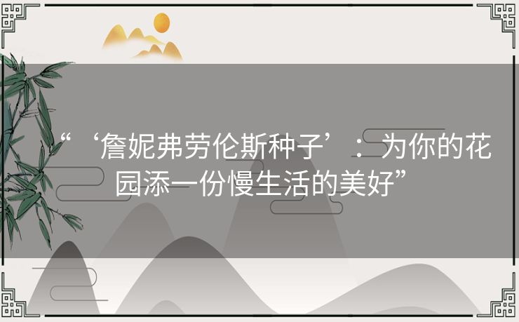 “‘詹妮弗劳伦斯种子’:为你的花园添一份慢生活的美好” “‘詹妮弗劳伦斯种子’:为你的花园添一份慢生活的美好”