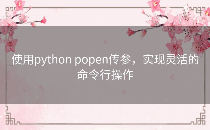 使用python popen传参,实现灵活的命令行操作 使用python popen传参,实现灵活的命令行操作