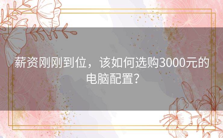 薪资刚刚到位,该如何选购3000元的电脑配置? 薪资刚刚到位,该如何选购3000元的电脑配置?