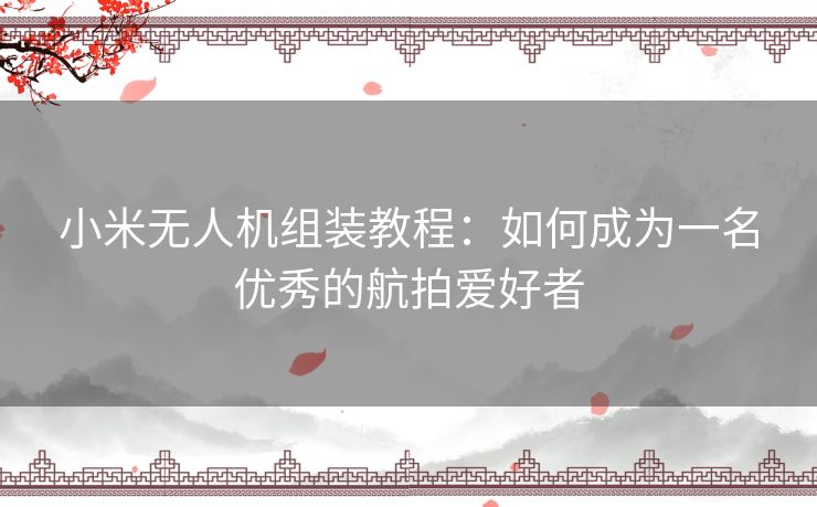 小米无人机组装教程：如何成为一名优秀的航拍爱好者