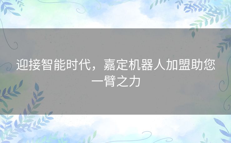 迎接智能时代,嘉定机器人加盟助您一臂之力 迎接智能时代,嘉定机器人加盟助您一臂之力