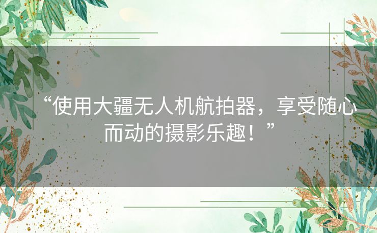 “使用大疆无人机航拍器,享受随心而动的摄影乐趣!” “使用大疆无人机航拍器,享受随心而动的摄影乐趣!”