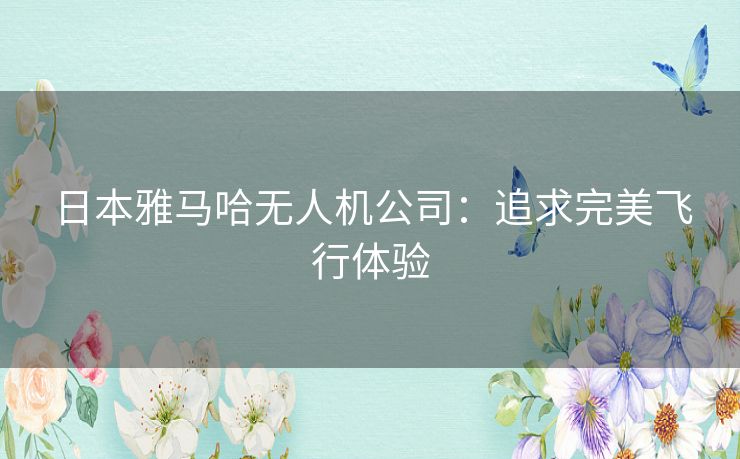 日本雅马哈无人机公司:追求完美飞行体验 日本雅马哈无人机公司:追求完美飞行体验