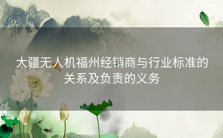 大疆无人机福州经销商与行业标准的关系及负责的义务 大疆无人机福州经销商与行业标准的关系及负责的义务