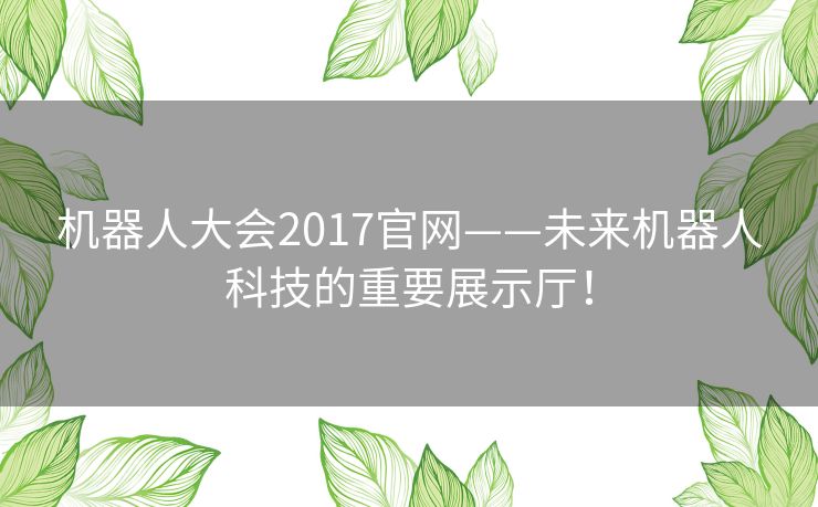 机器人大会2017官网——未来机器人科技的重要展示厅! 机器人大会2017官网——未来机器人科技的重要展示厅!