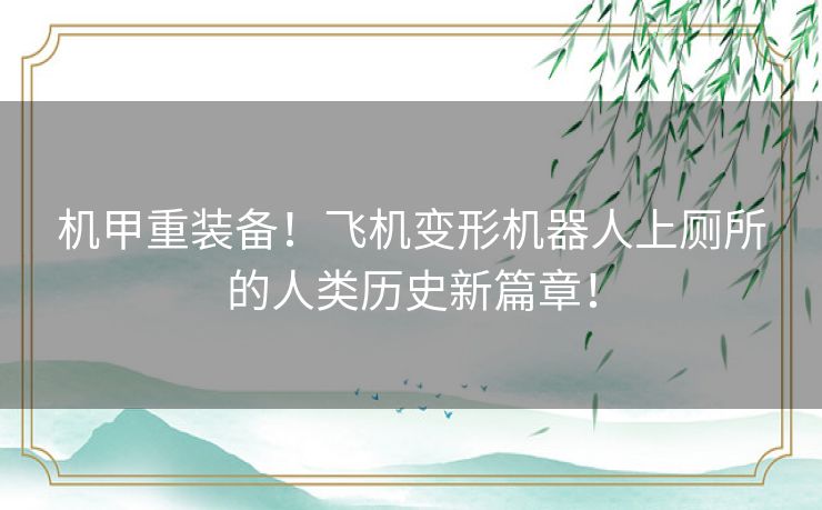 机甲重装备!飞机变形机器人上厕所的人类历史新篇章! 机甲重装备!飞机变形机器人上厕所的人类历史新篇章!