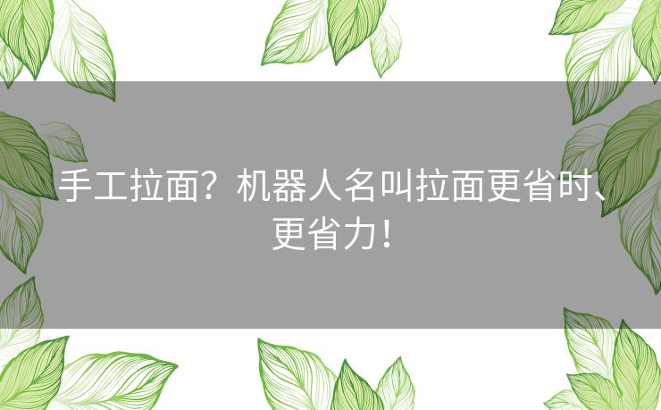 手工拉面?机器人名叫拉面更省时、更省力! 手工拉面?机器人名叫拉面更省时、更省力!