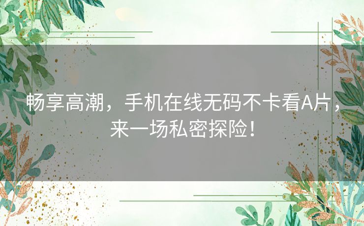 畅享高潮,手机在线无码不卡看A片,来一场私密探险! 畅享高潮,手机在线无码不卡看A片,来一场私密探险!