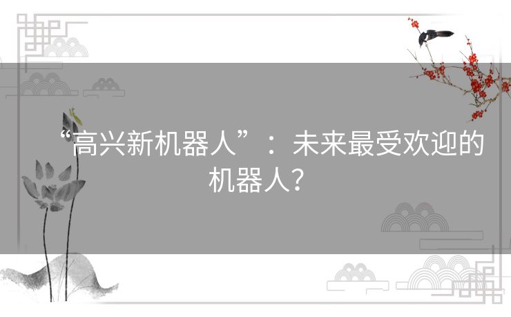 “高兴新机器人”：未来最受欢迎的机器人？