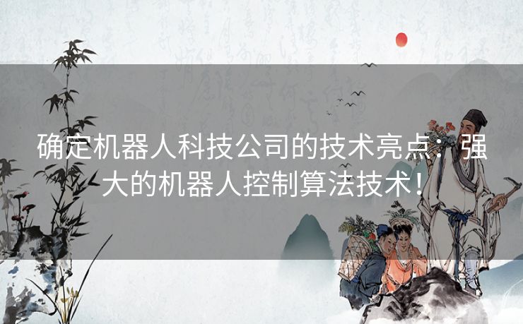 确定机器人科技公司的技术亮点：强大的机器人控制算法技术！