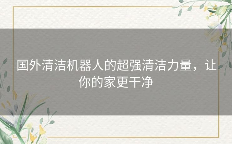 国外清洁机器人的超强清洁力量，让你的家更干净