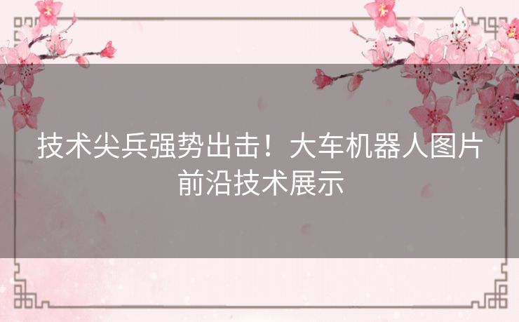 技术尖兵强势出击！大车机器人图片前沿技术展示