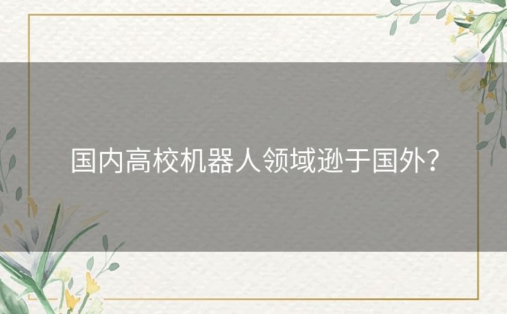 国内高校机器人领域逊于国外? 国内高校机器人领域逊于国外?