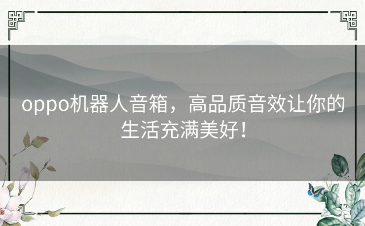 oppo机器人音箱，高品质音效让你的生活充满美好！