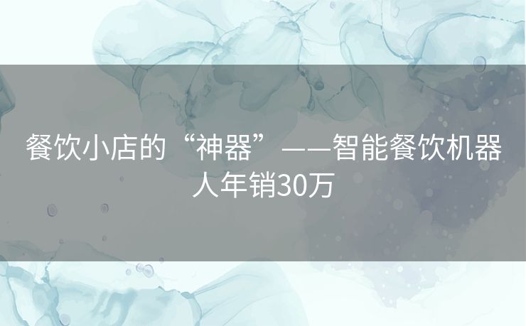 餐饮小店的“神器”——智能餐饮机器人年销30万 餐饮小店的“神器”——智能餐饮机器人年销30万
