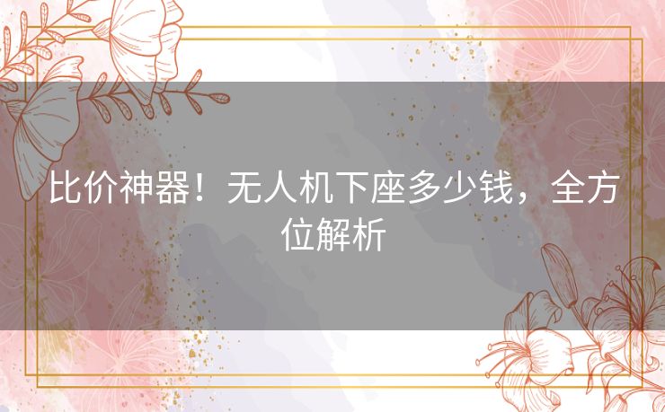 比价神器!无人机下座多少钱,全方位解析 比价神器!无人机下座多少钱,全方位解析