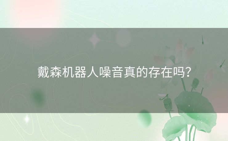 戴森机器人噪音真的存在吗？