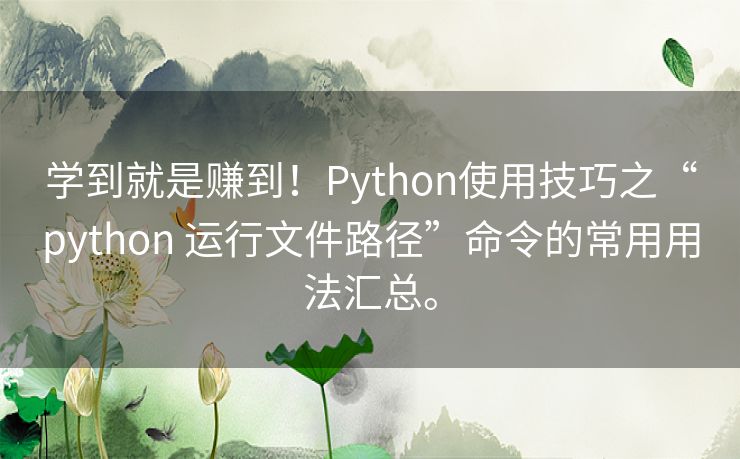 学到就是赚到!Python使用技巧之“python 运行文件路径”命令的常用用法汇总。 学到就是赚到!Python使用技巧之“python 运行文件路径”命令的常用用法汇总。