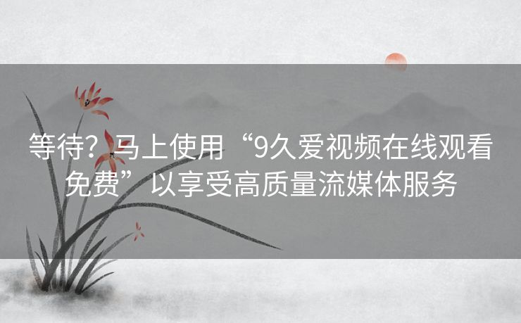 等待？马上使用“9久爱视频在线观看免费”以享受高质量流媒体服务