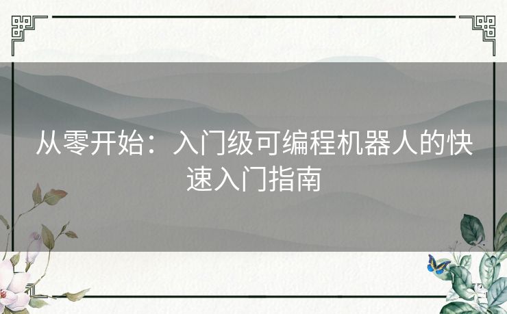 从零开始:入门级可编程机器人的快速入门指南 从零开始:入门级可编程机器人的快速入门指南