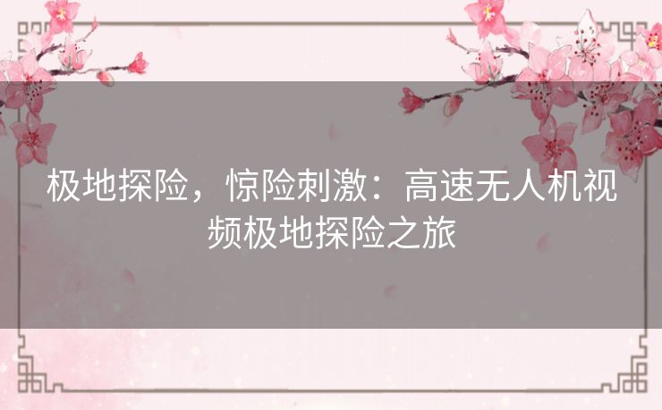 极地探险,惊险刺激:高速无人机视频极地探险之旅 极地探险,惊险刺激:高速无人机视频极地探险之旅