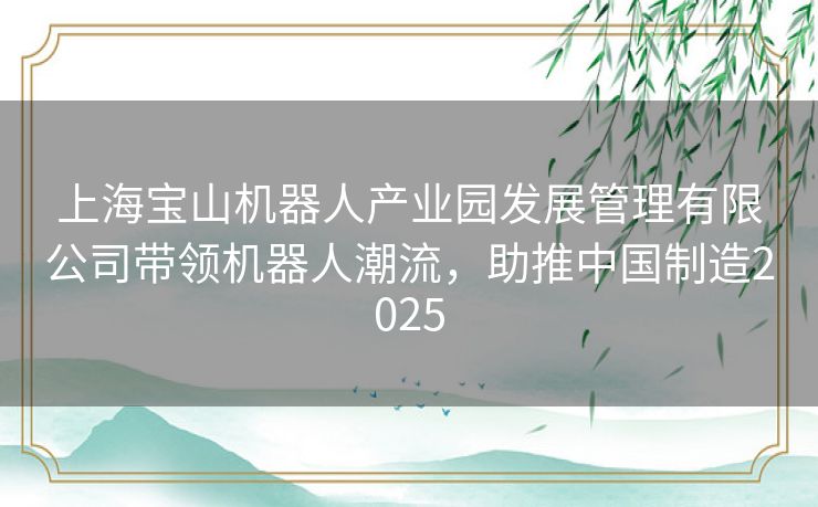 上海宝山机器人产业园发展管理有限公司带领机器人潮流,助推中国制造2025 上海宝山机器人产业园发展管理有限公司带领机器人潮流,助推中国制造2025