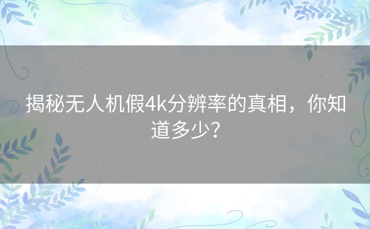 揭秘无人机假4k分辨率的真相,你知道多少? 揭秘无人机假4k分辨率的真相,你知道多少?