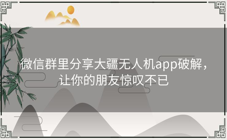 微信群里分享大疆无人机app破解，让你的朋友惊叹不已