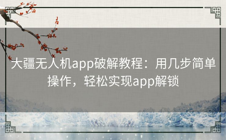 大疆无人机app破解教程:用几步简单操作,轻松实现app解锁 大疆无人机app破解教程:用几步简单操作,轻松实现app解锁