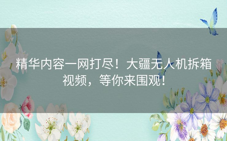 精华内容一网打尽！大疆无人机拆箱视频，等你来围观！
