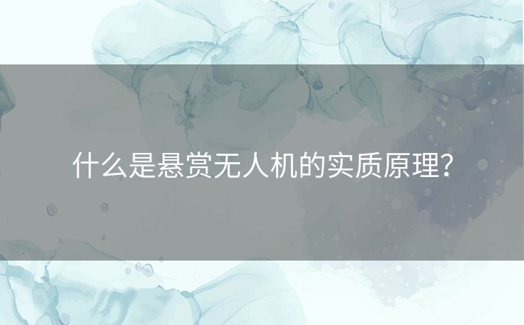 什么是悬赏无人机的实质原理? 什么是悬赏无人机的实质原理?