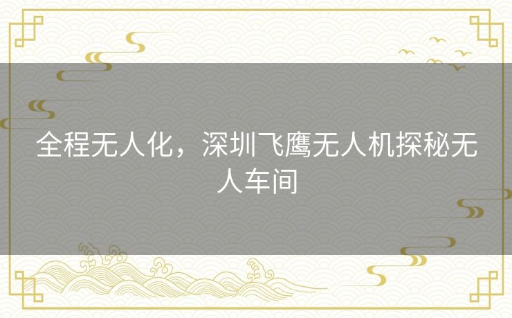 全程无人化,深圳飞鹰无人机探秘无人车间 全程无人化,深圳飞鹰无人机探秘无人车间