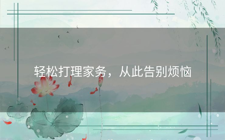 轻松打理家务,从此告别烦恼 轻松打理家务,从此告别烦恼