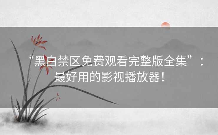 “黑白禁区免费观看完整版全集”:最好用的影视播放器! “黑白禁区免费观看完整版全集”:最好用的影视播放器!