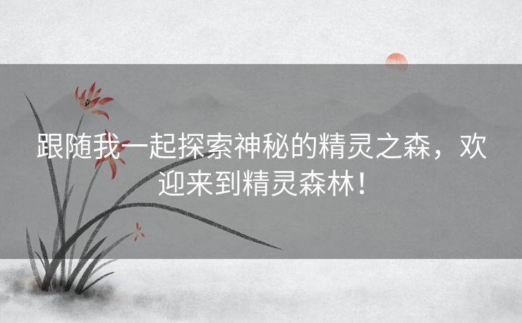 跟随我一起探索神秘的精灵之森,欢迎来到精灵森林! 跟随我一起探索神秘的精灵之森,欢迎来到精灵森林!