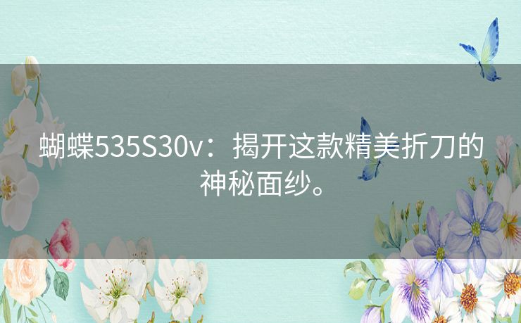 蝴蝶535S30v：揭开这款精美折刀的神秘面纱。