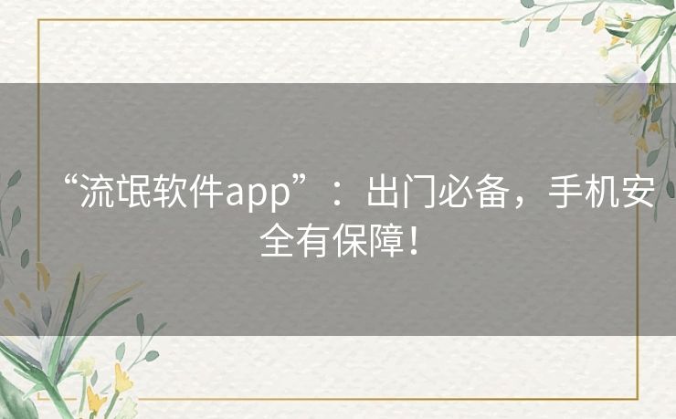 “流氓软件app”:出门必备,手机安全有保障! “流氓软件app”:出门必备,手机安全有保障!
